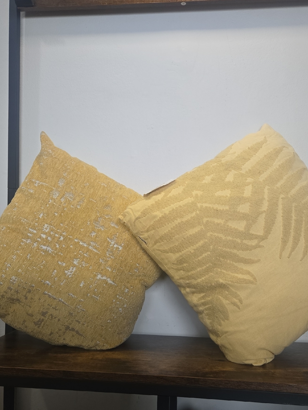 Set of Two Mustard Yellow Textured Accent Pillows